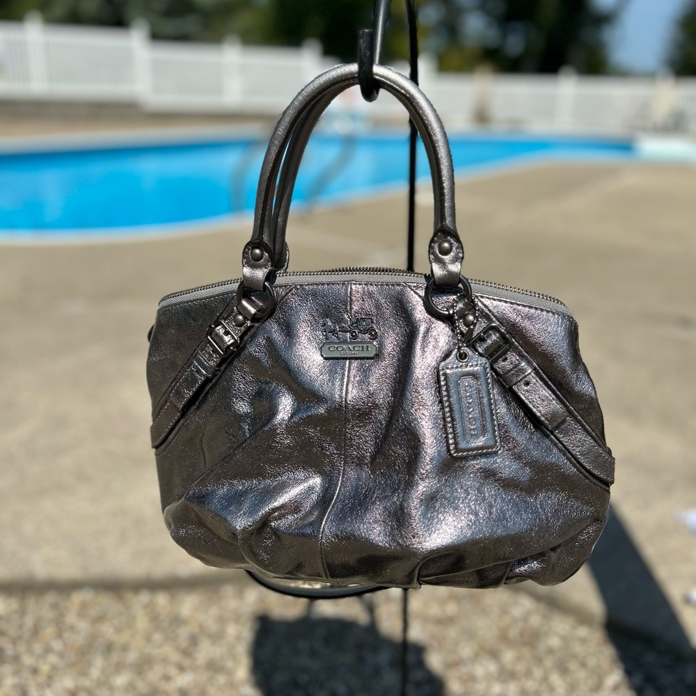 Metallic coach bag